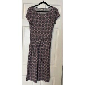 Boden Jersey Day Dress 6L Pink Green Amelie Stretch Geometric Pockets